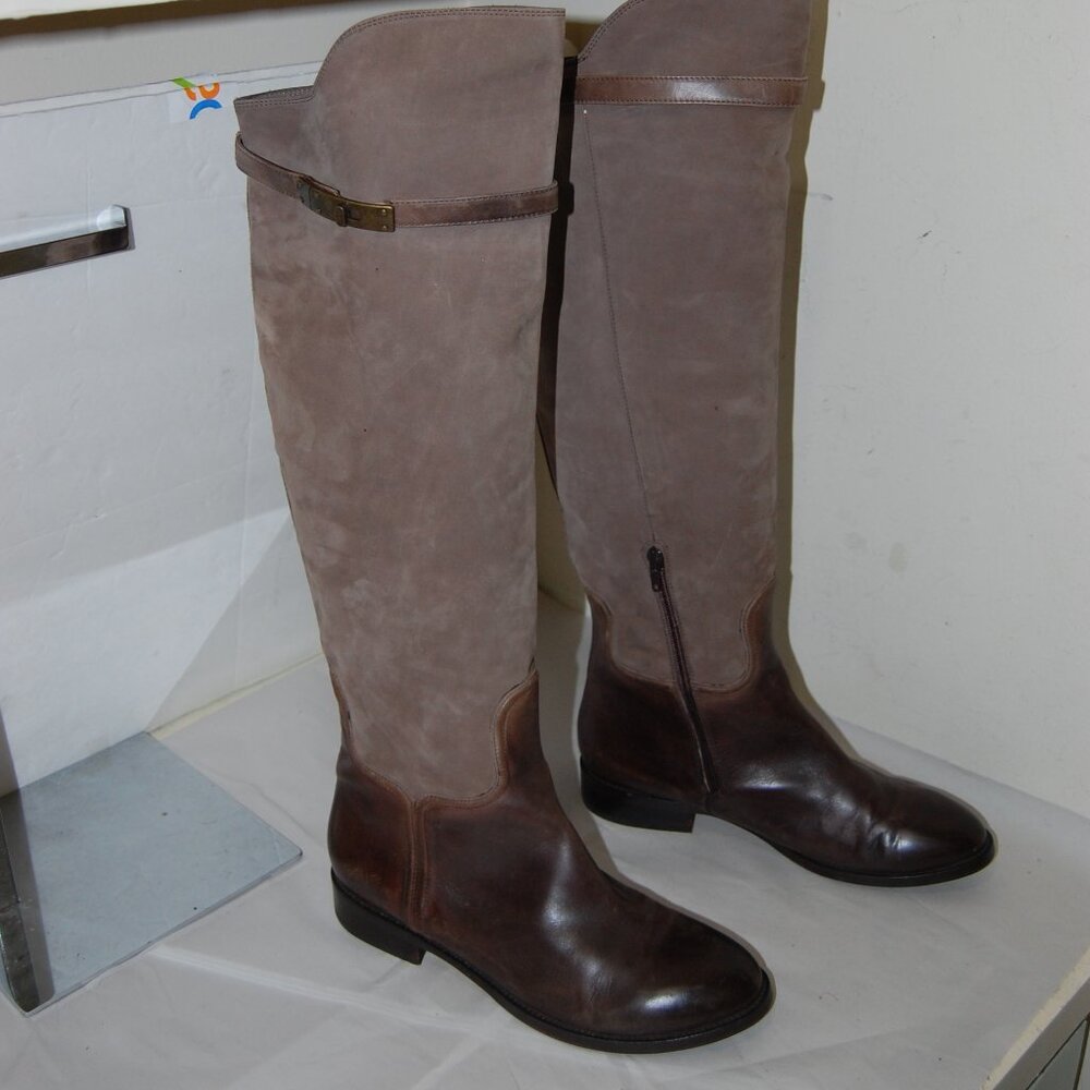 41/10❤️ITALY VERO CUOIO Over Knee Thigh High Leather English Riding Biker Boots